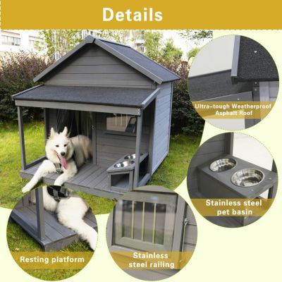 Streamdale Large, Weatherproof Dog House with Balcony