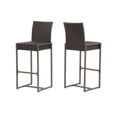 Wicker Barstools with Iron Frame (2-Pack)