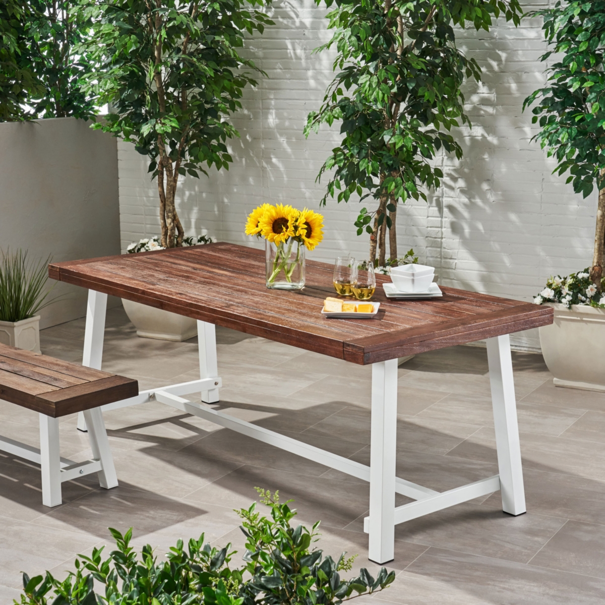 Streamdale Acacia & Metal Outdoor Dining Table for 8