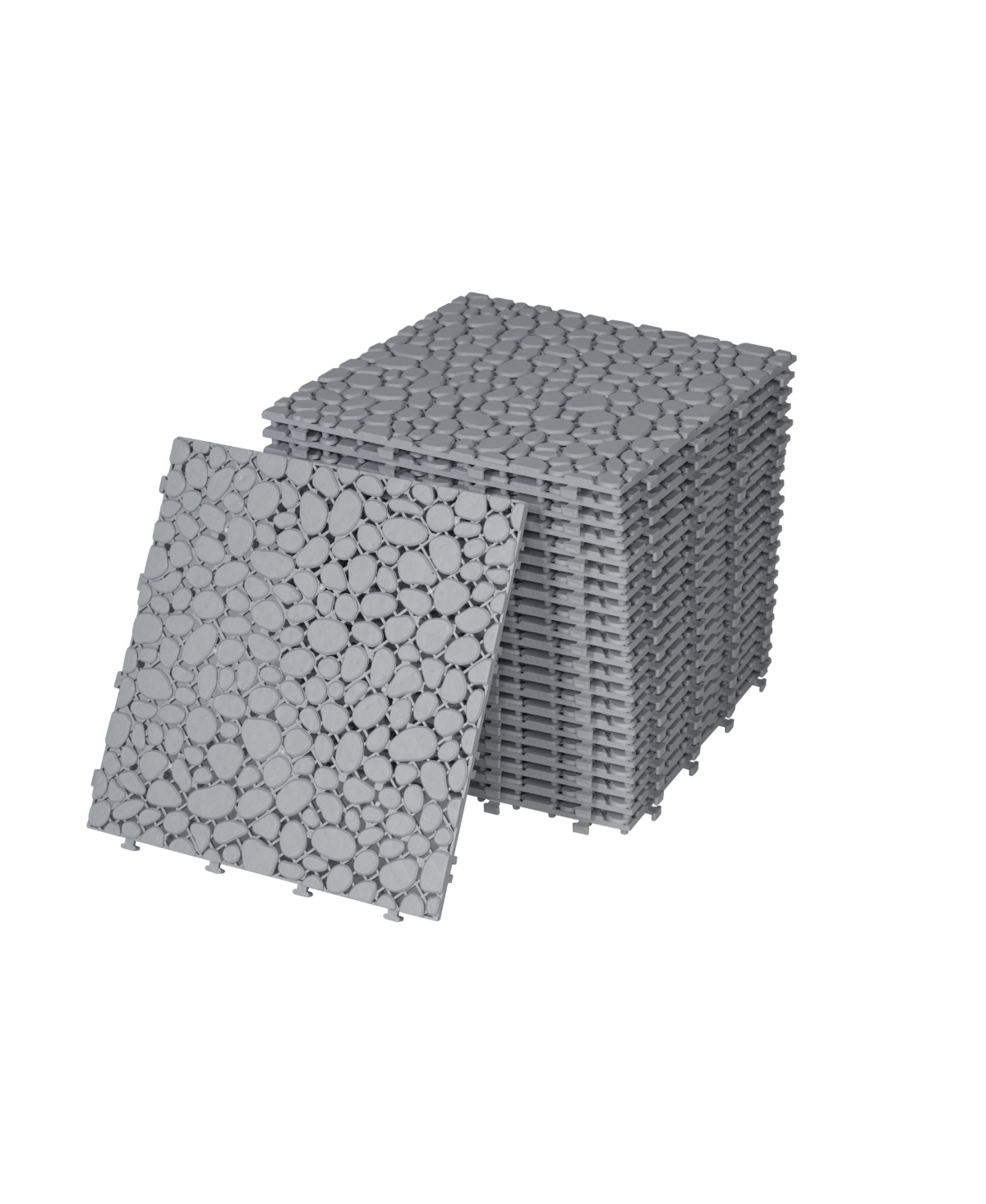 Streamdale Furniture 12 x 12 Inch Gray Interlocking Deck Tiles Plastic Waterproof Outdoor All Weather Anti-slip Bathroom Shower Balcony Porch Strong W