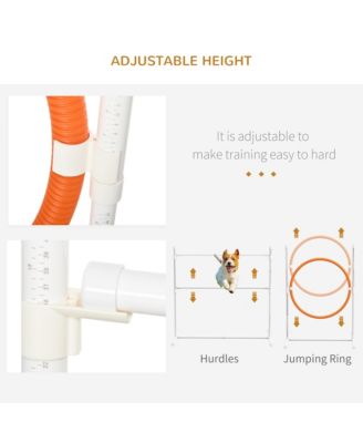 7 Piece Dog Agility Training Equipment, Dog Obstacle Course Starter Kit with Tunnels, Weave Poles, Adjustable Hurdles, Jumping Ring, Pause Box, Whistle, Blue