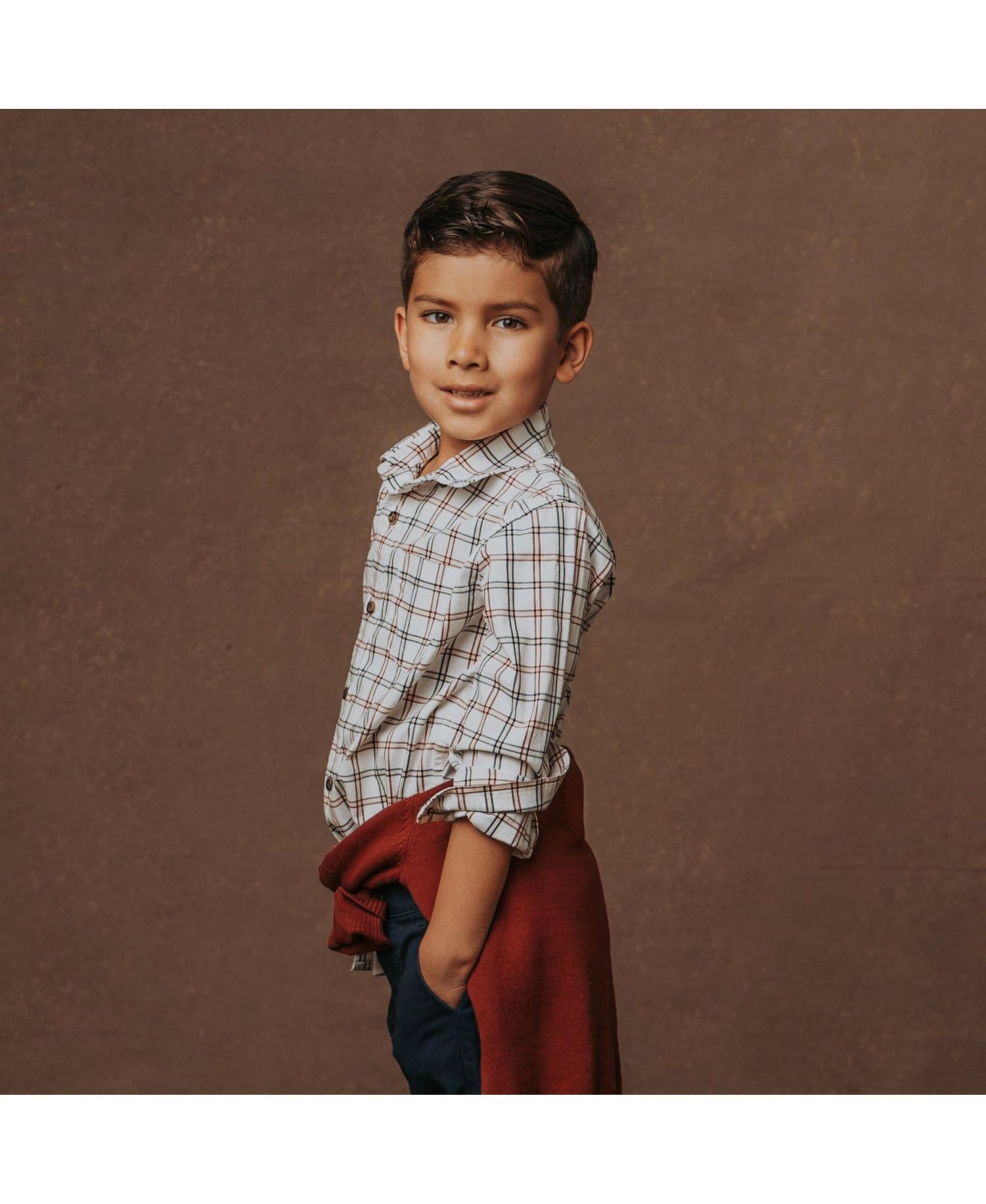 Hope and Henry Boys' Stretch Poplin Long Sleeve Button Down Shirt