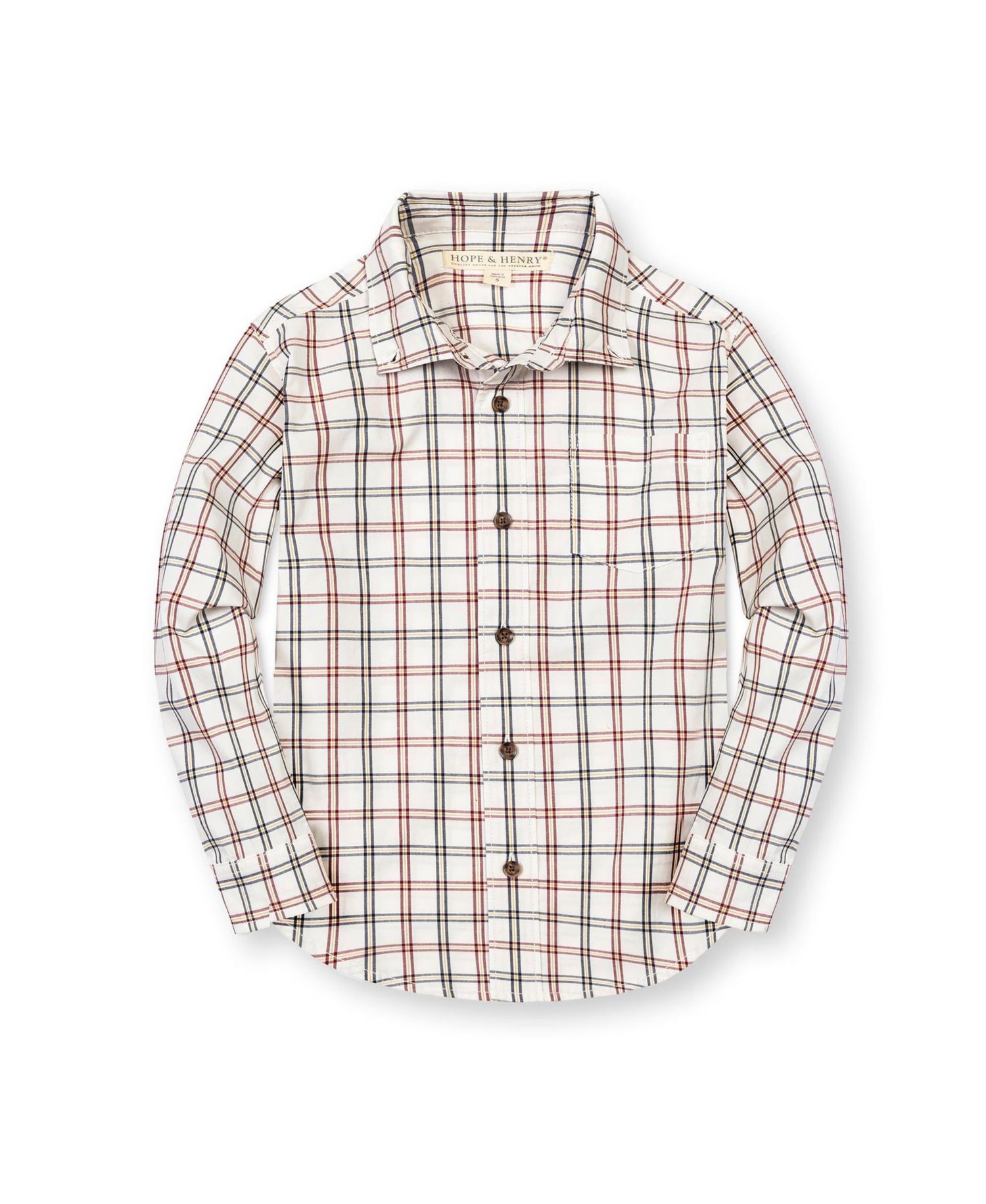 Hope and Henry Boys' Stretch Poplin Long Sleeve Button Down Shirt
