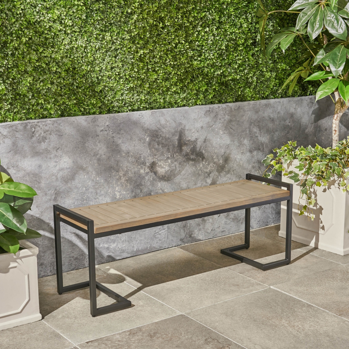 Chic Acacia Wood Bench With Iron Legs: Style And Durability