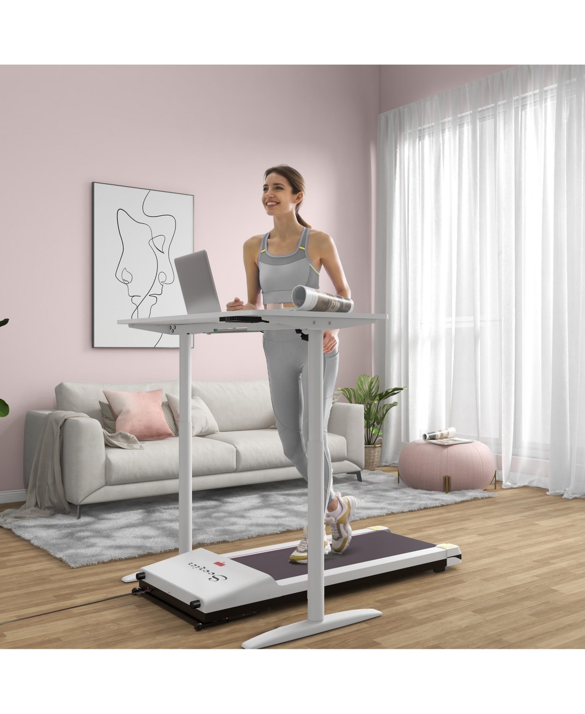 Streamdale Furniture Under Desk Treadmill, Portable Walking Pad with Foldable Wheels, Remote Control, Led Display, 264 lbs Weight Capacity,- Wh