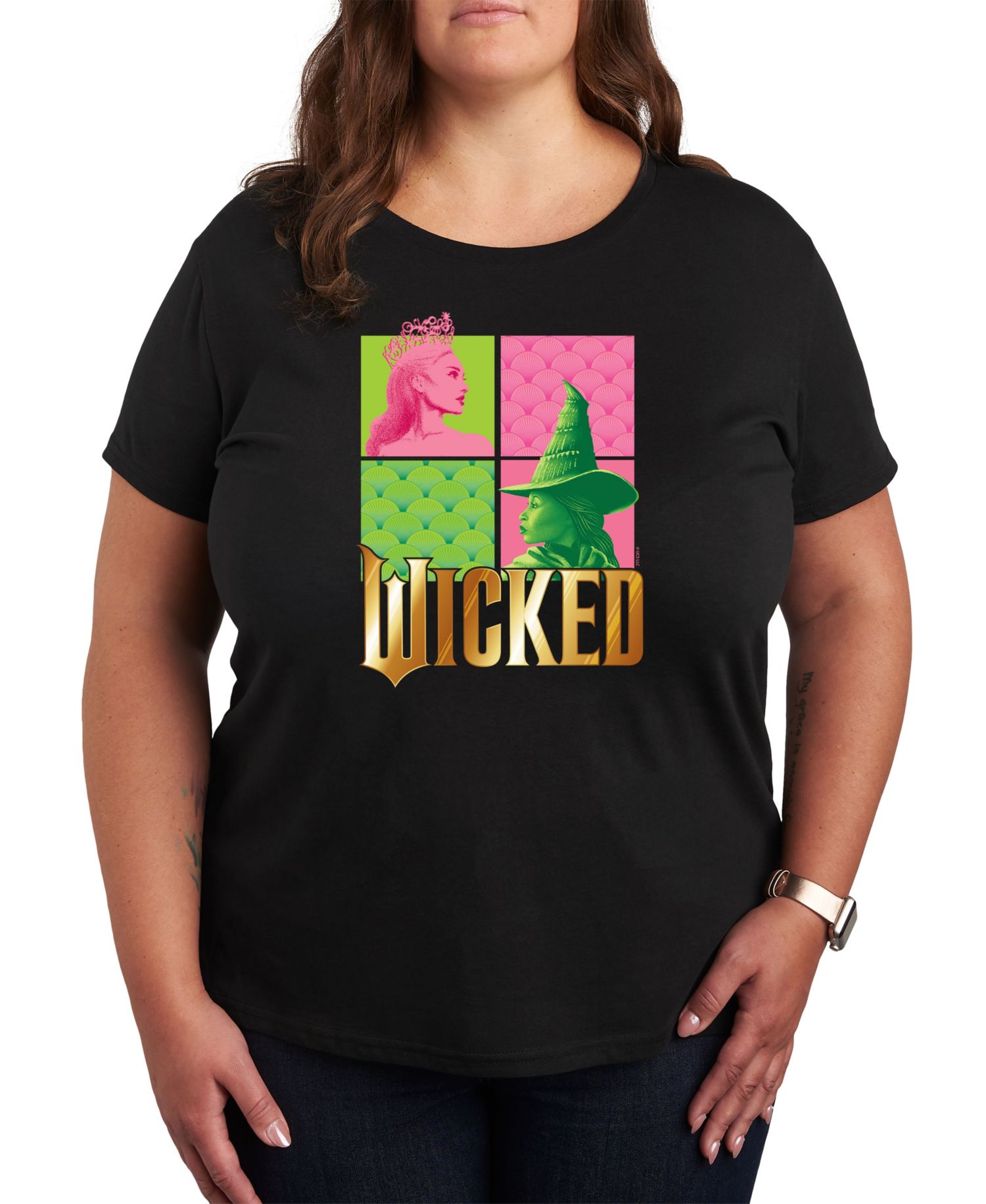 Plus Size Wicked Elphaba Glinda Graphic Crew Neck T-Shirt