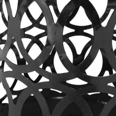 Modern Cylindrical Metal End Table With Iron-Cut Design