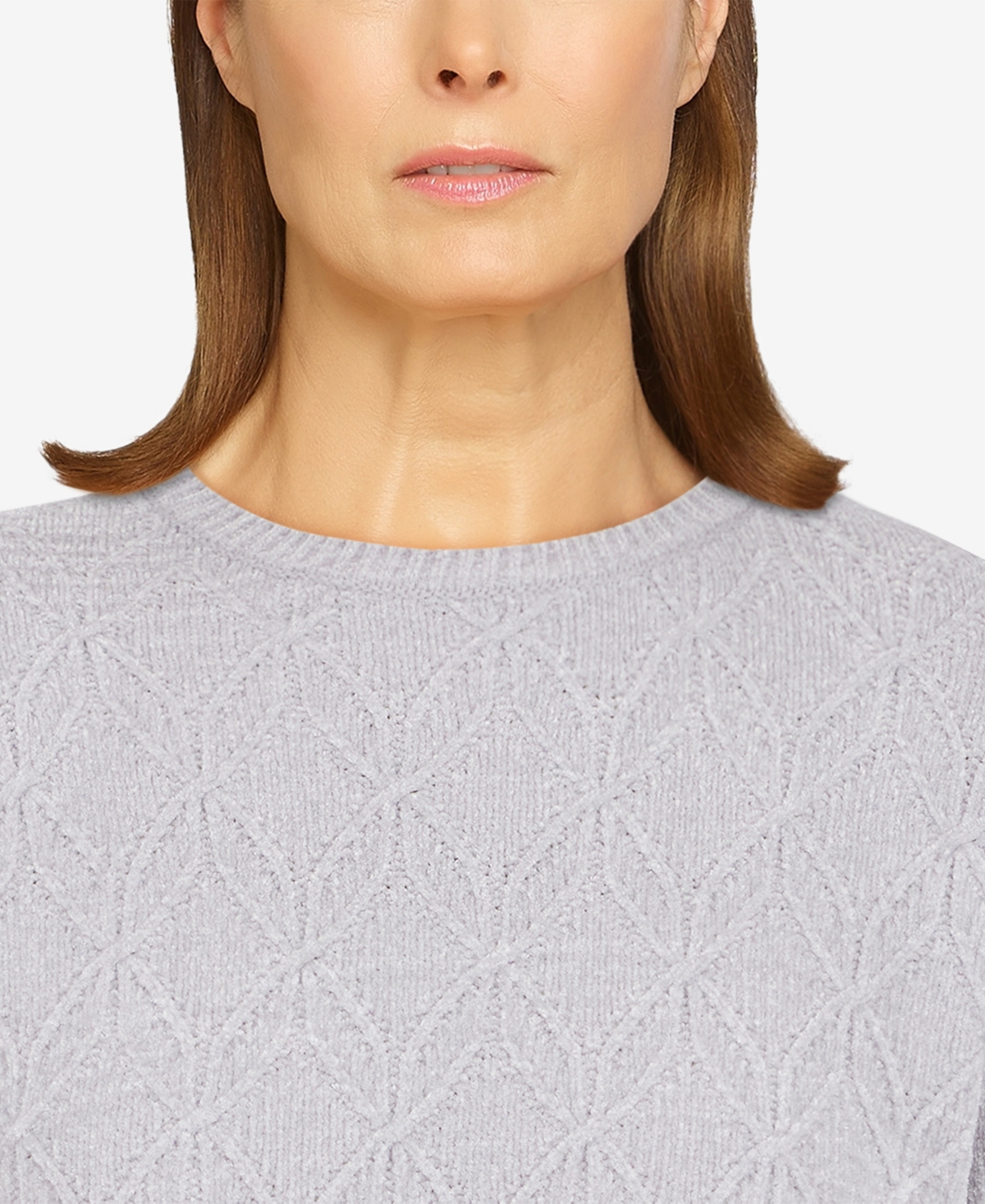 Alfred Dunner Petite Classic Chenille Pullover Sweater In Grey