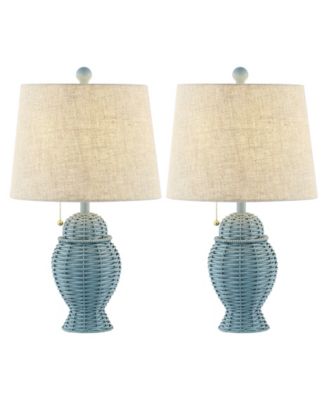 Margie Wicker 20.5" Bohemian Rustic Iron LED Table Lamp, Green (Set of 2)