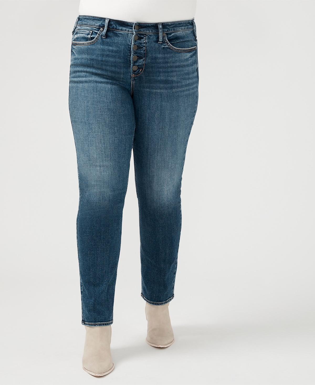 Silver Jeans Co. Plus Size Most Wanted Mid Rise Straight Leg Jeans In Indigo