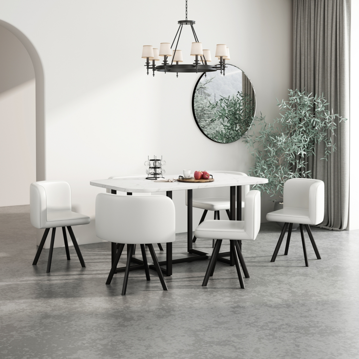 Streamdale Furniture Modern 7 Pieces Dining Table Set, Rectangle Dining Table with 6 Chairs for Dining Room, Kitchen
