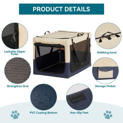 Streamdale Adjustable Dog Crate | Fabric Cover | Iron Pipe | 3-Door Travel Crate