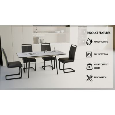 5-Pc. MDF & Metal Black Expandable C-Shape Upholstered Dining Room Set