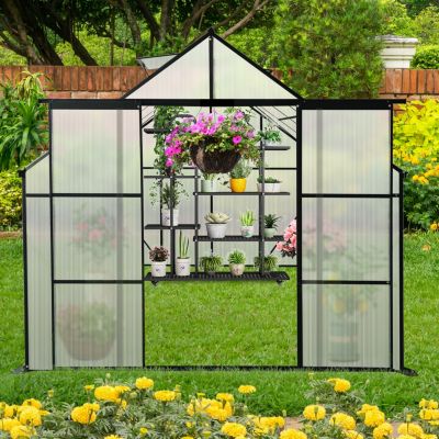8x10' Polycarbonate Greenhouse with Raised Base