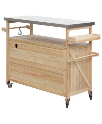  Farmhouse Outdoor Island Cart with Grill Top