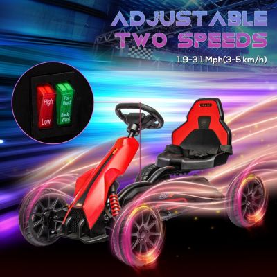 12V Electric Go Kart for Kids, Outdoor Ride-On Toy with Forward Backward Drive & Adjustable Speed, Gift for Child 3-8 Years Old, Red