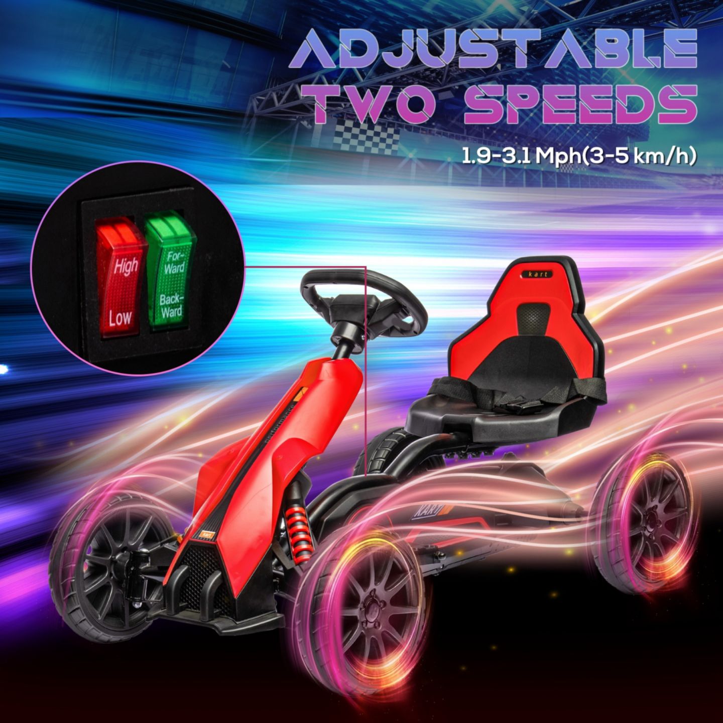 Детская игрушка Streamdale Furniture 12V Electric Forward & Backward Drive Go-Kart, 66 lbs, 3–8 лет — фото 5