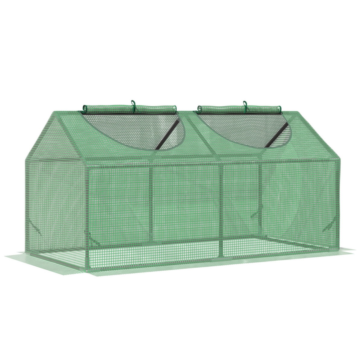 4' x 2' x 2' Portable Mini Greenhouse, Small Green House with Pe Cover, Roll-up Zippered Windows for Indoor, Outdoor Garden, Green - Green