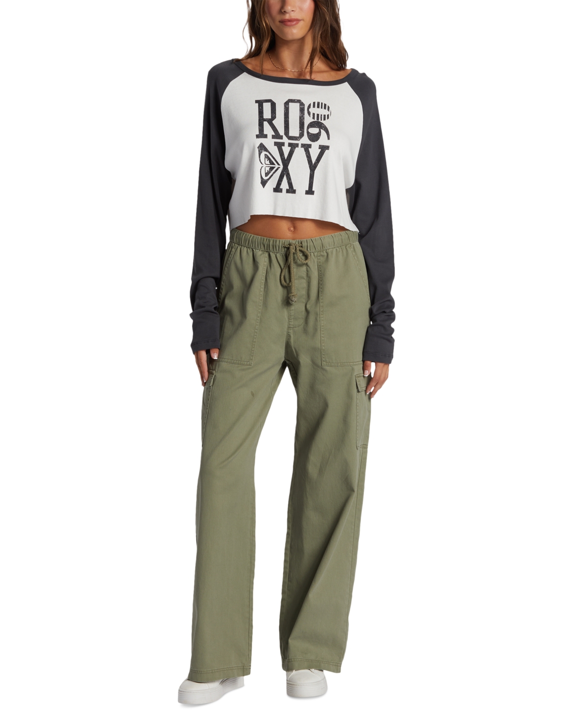 Roxy Juniors' Heritage 90 Long-Sleeve Cotton T-Shirt