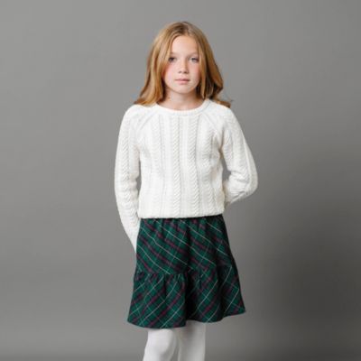 Girls Organic Long Sleeve Raglan Cable Sweater