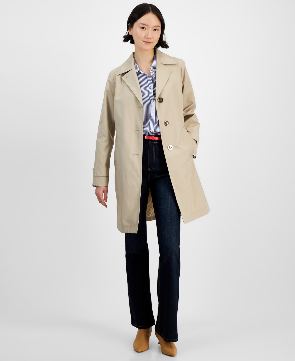 Michael Kors Michael  Women's Notched Collar Button-front Coat, Exclusively At Macy's In Dune