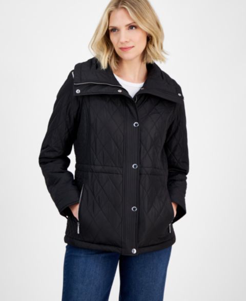 Женские куртки MICHAEL Michael Kors Michael Kors Women's Quilted Hooded Zip-Front Coat