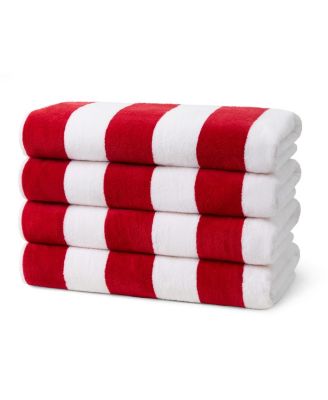 Striped Towel - Absorbent, 100% Cotton Towels - Oversized Towels for Beach Essentials - Quick-Dry Swimming Towels - Soft Towels with Striped Design - 32" x 62", Turquoise (4 Pack)