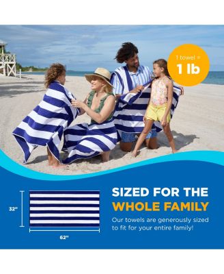 Striped Towel - Absorbent, 100% Cotton Towels - Oversized Towels for Beach Essentials - Quick-Dry Swimming Towels - Soft Towels with Striped Design - 32" x 62", Turquoise (12 Pack)