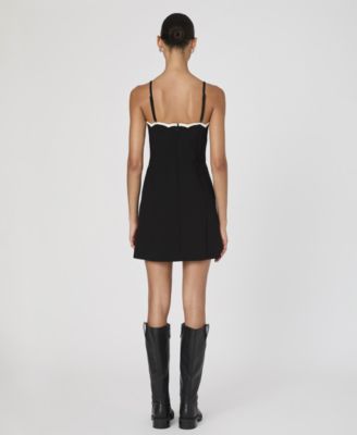 Женское мини-платье черного цвета Azra от French Connection с белой оборкой