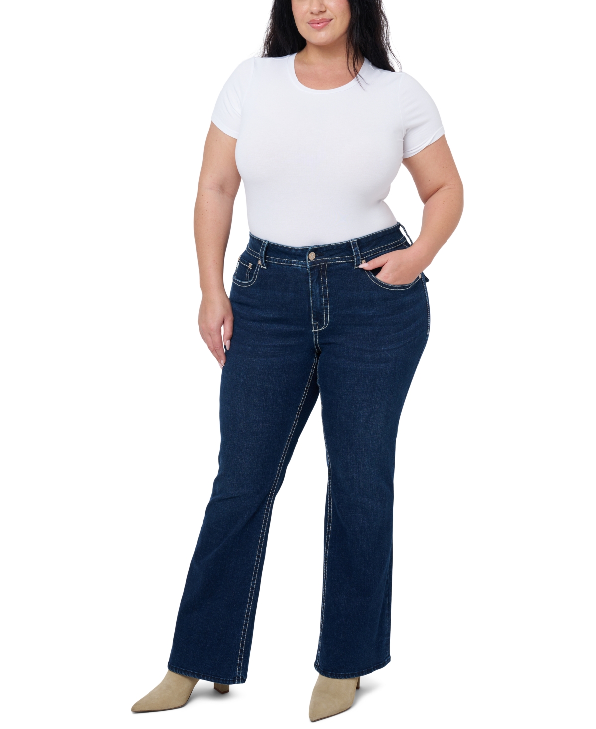 Seven7 Plus Size Starlette Boot Mid Rise Jeans In London