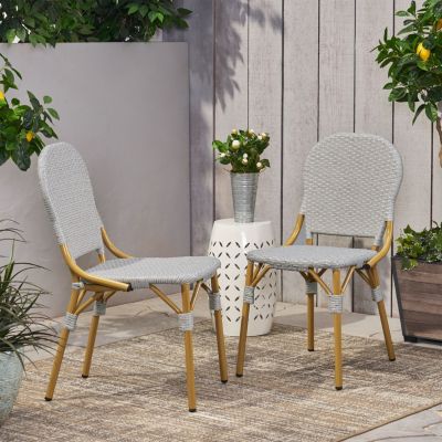 Bamboo Rattan Bistro Chairs (Set of 2)
