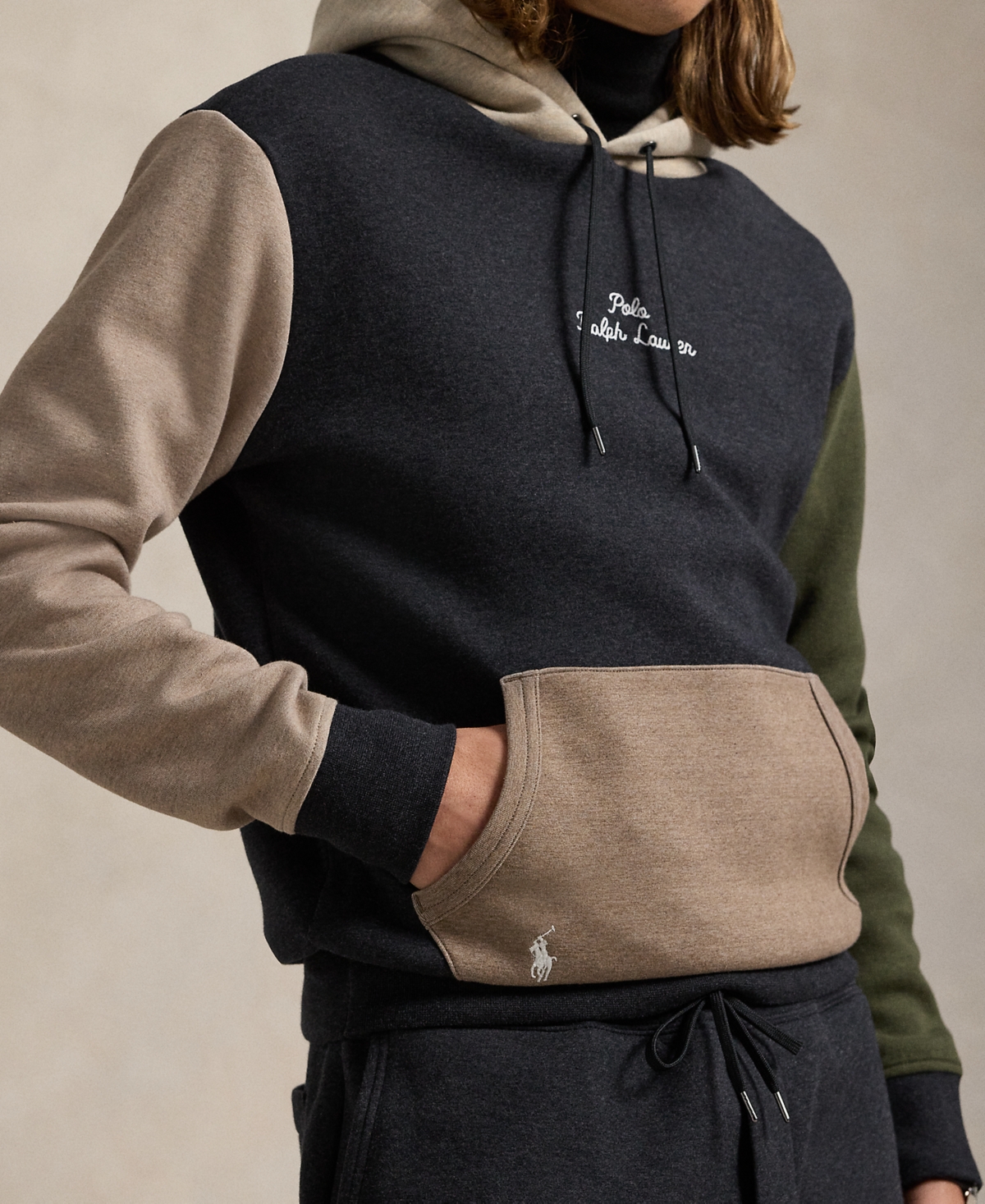 Polo Ralph Lauren Men's Logo Color-Blocked Double-Knit Hoodie