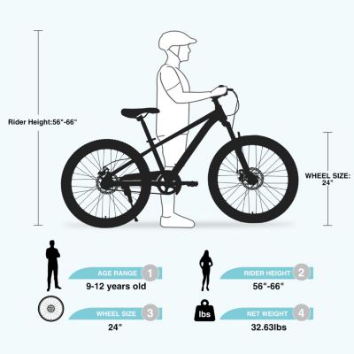 Streamdale Mountain Bike for Kids, 24'' MTB, Ages 9-12