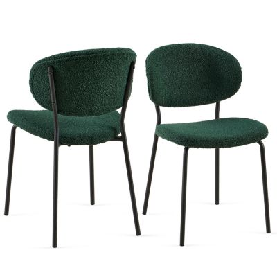  Boucle Fabric Dining Chairs (Set of 2) with Metal Legs