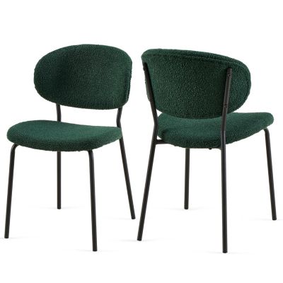  Boucle Fabric Dining Chairs (Set of 2) with Metal Legs