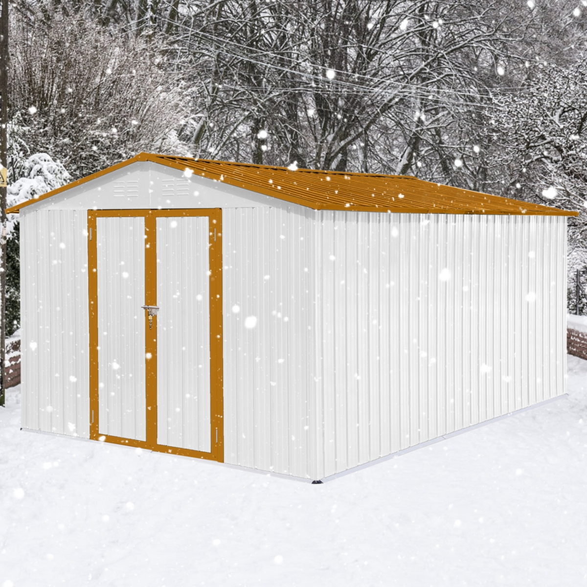 Streamdale Furniture Metal garden sheds 10ftx12ft outdoor storage shedsYellow - White