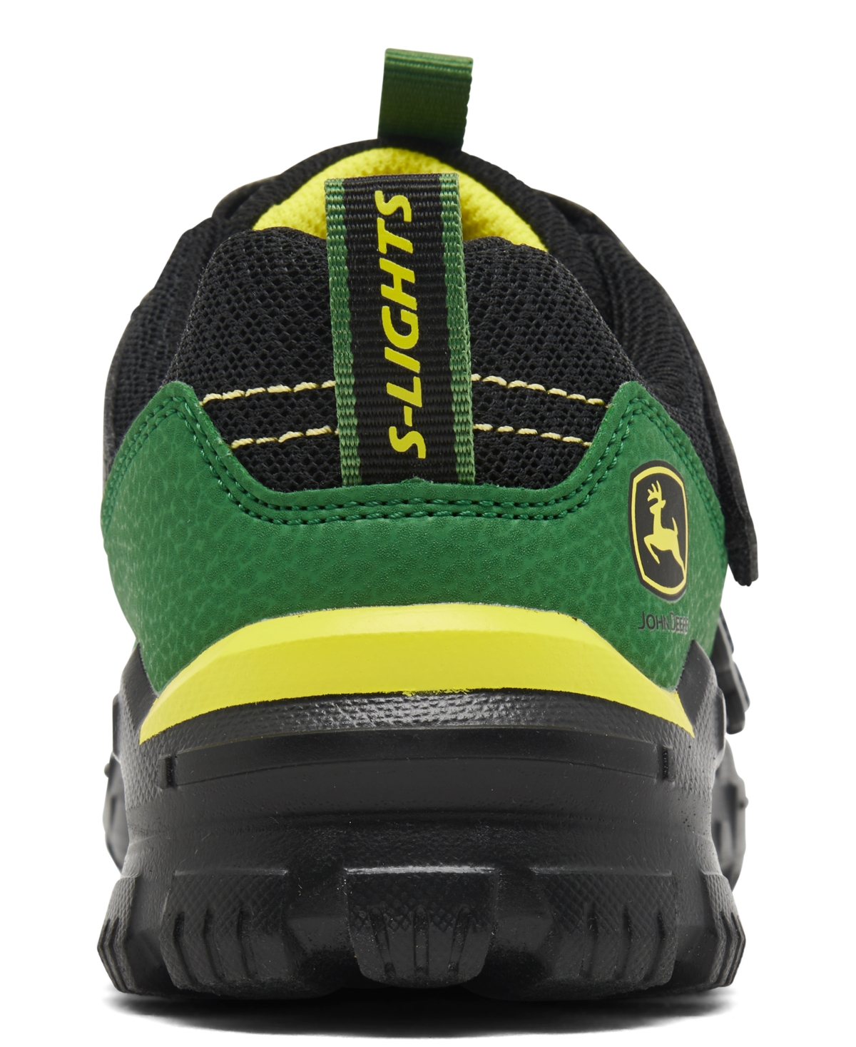 Skechers Little Boys John Deere: Adventure Track Rugged Brights Light-up Fastening Strap Casual Sneakers From In Green,black