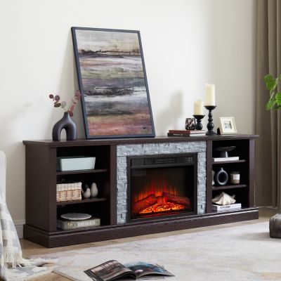 Modern TV Media Console with Fireplace Insert