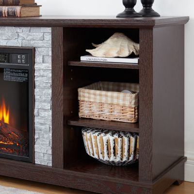 Modern TV Media Console with Fireplace Insert