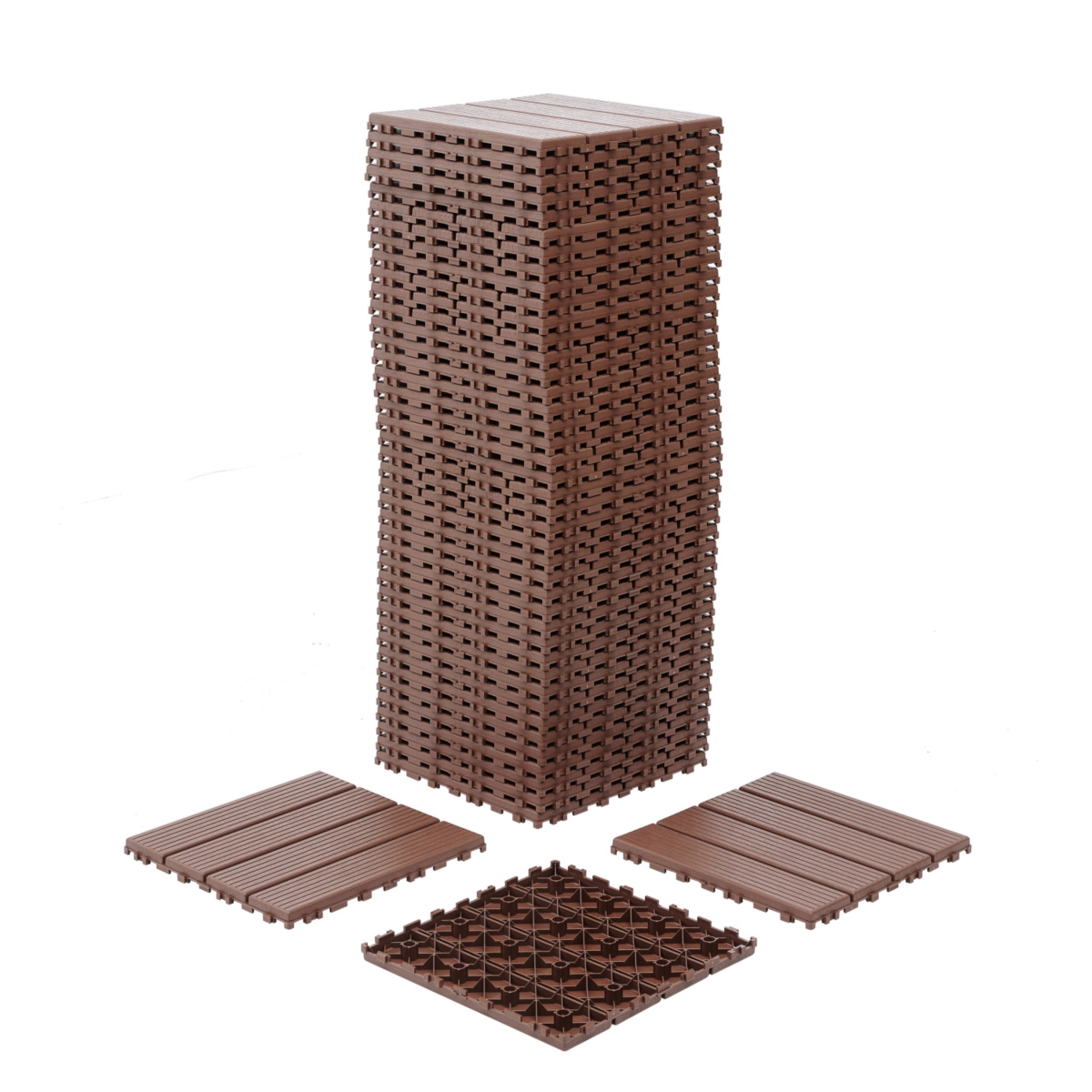 Streamdale Furniture Plastic Interlocking Deck Tiles,44 Pack Patio Deck Tiles,12