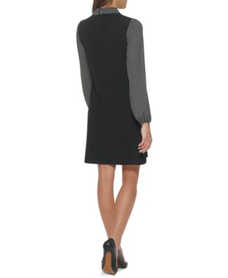 Women's Polka-Dot Layered-Look Shift Dress