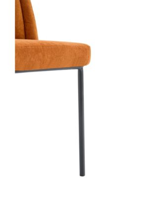 Modern Dining Chairs Set of 2 with Curved High Back, Brown Fabric Seats, Black Iron Legs