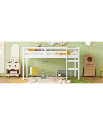 Twin Loft Bed with Ladder and Strong Slats.