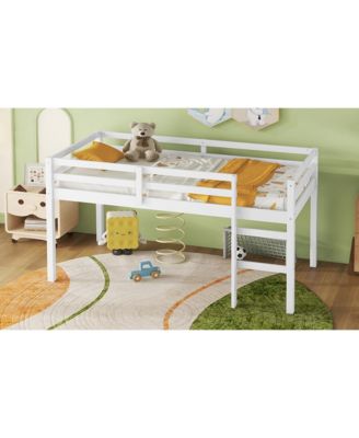 Twin Loft Bed with Ladder and Strong Slats.