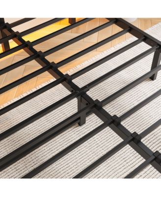 Streamdale Modern Metal Bed Frame with Lights, Outlets, Storage