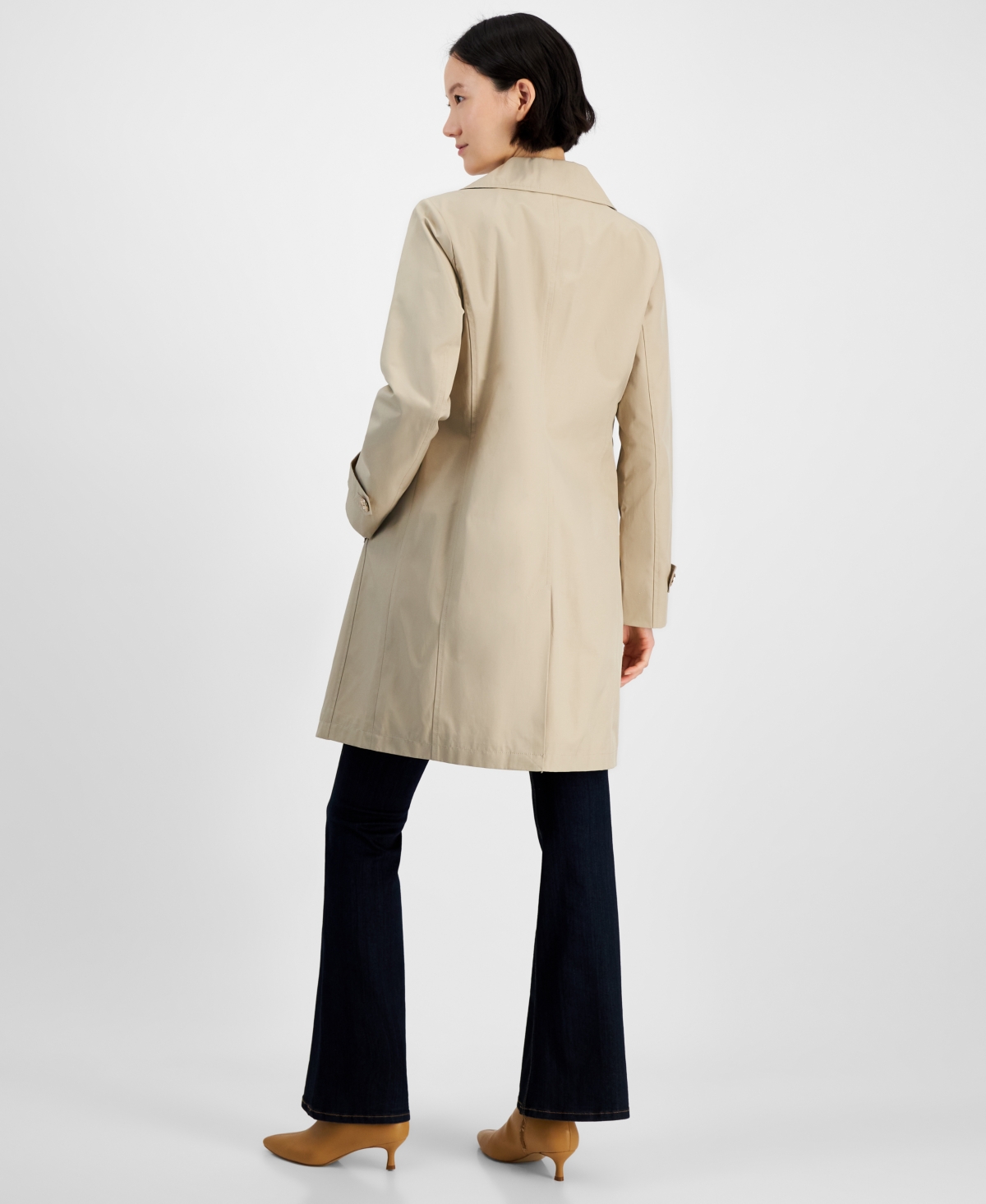 Michael Kors Michael  Women's Notched Collar Button-front Coat, Exclusively At Macy's In Dune