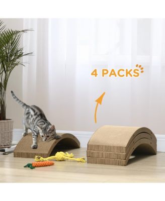 Cat Scratching Board, 4 Pack Cat Scratcher for Indoor Cats, Reversible Cat Scratching Post Replacement for Cat Wheel, Brown