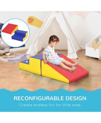 2 Piece Climb and Crawl Activity Play Set Soft Secure Foam Playset for Toddler Preschooler Indoor Play Equipment Baby Learning Toys Multicolor