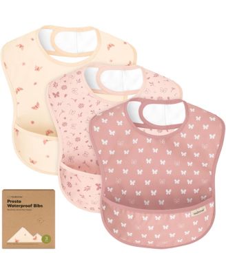 3-Pack Waterproof Baby Bibs for Eating, Lightweight, Mess Proof Toddler Bibs with Food Catcher