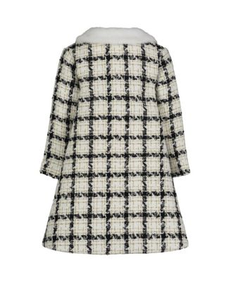 Blueberi Boulevard Toddler and Little Girls Fit-and-Flare Gold Tulle Dress,  Lurex Plaid Boucle Coat with Hat, 3-Piece Set - Macy's